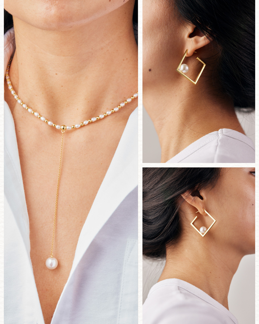 Tropfen-Anhänger mit Creolen